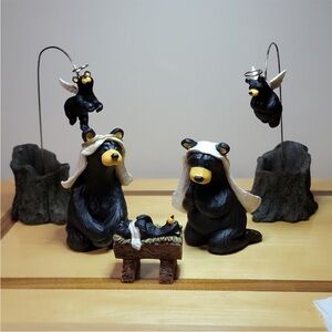 Charming Black Bear Nativity Set / bearfoots collection / Christmas decor, gift